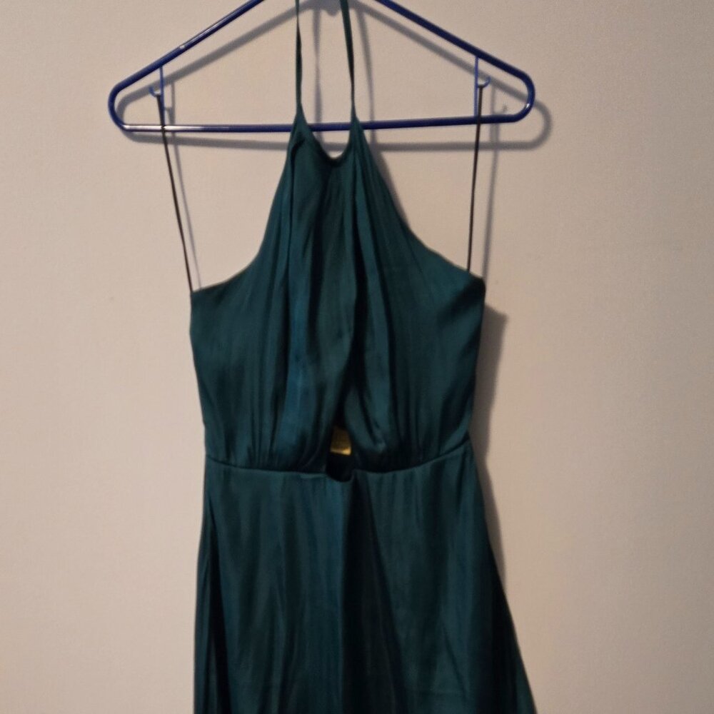 Faux wrap, halter dress